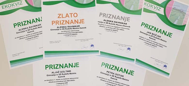 ZLATO priznanje na EKOKVIZ-u