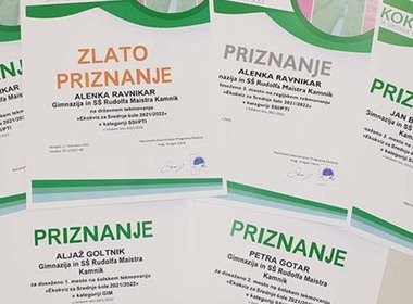 Simbolična fotografija za članek z naslovom: ZLATO priznanje na EKOKVIZ-u