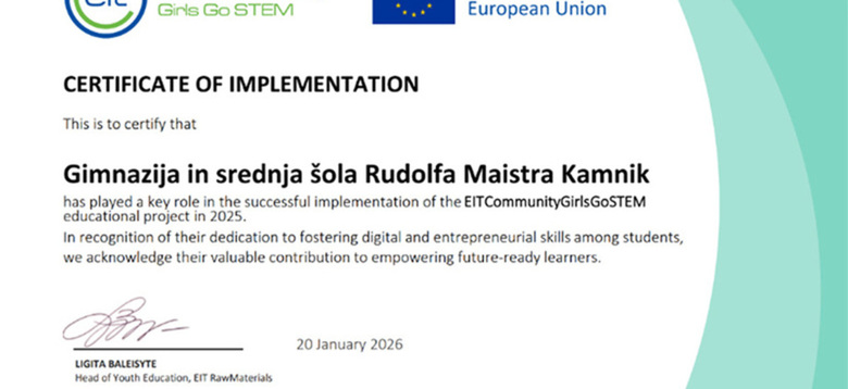 Pridobili nov mednarodni certifikat