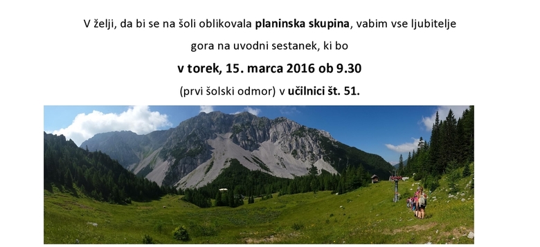 Vabilo ljubiteljem gora