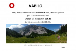 vabilo planinska skupina