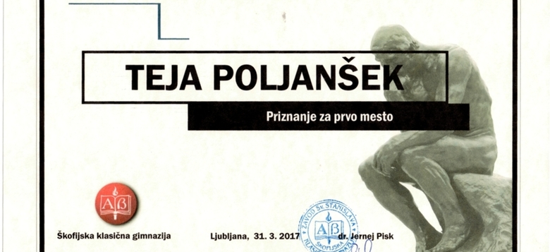 Filozofija: prvo mesto Teje Poljanšek